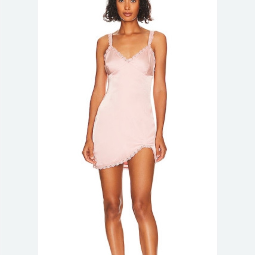 More to Come Stylish Pink Lace Slip Dress